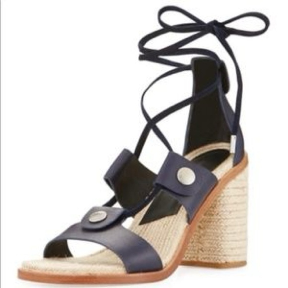 Rag & bone tie navy blue leather heels - Picture 4 of 7